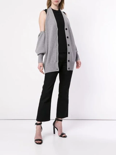 Shop Alexander Wang Splittable Zip Shoulder Cardigan In Grey