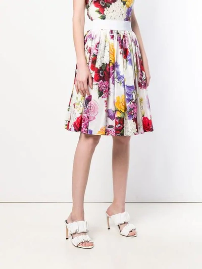 Shop Dolce & Gabbana Floral Print Skirt In White