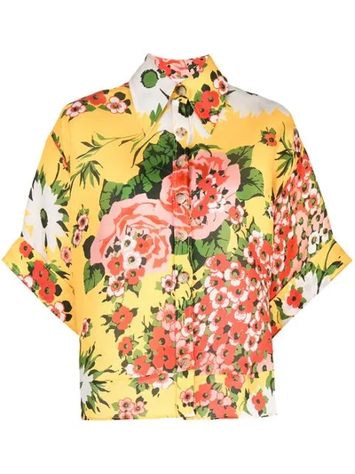 Shop Carolina Herrera Floral Print Shirt In Yellow