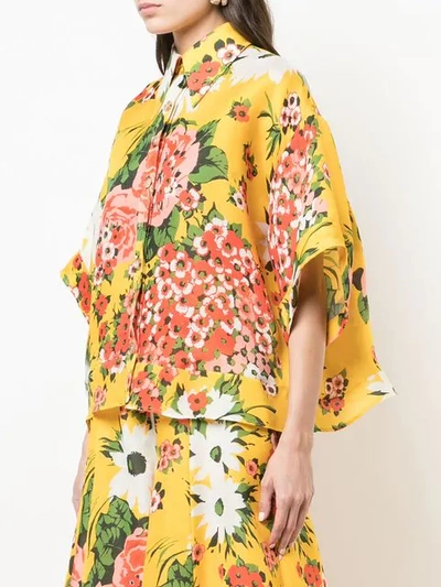 Shop Carolina Herrera Floral Print Shirt In Yellow