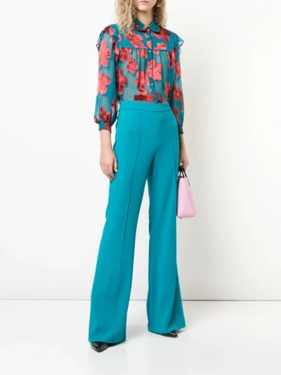 Shop Alice And Olivia Jalisa Flared Trousers In Blue