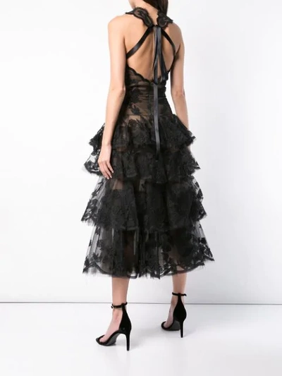 Shop Oscar De La Renta Ruffled Midi Dress In Black