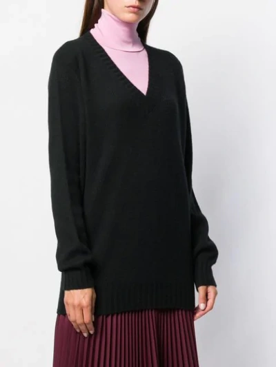 Shop Prada V-neck Cashmere Jumper In Black