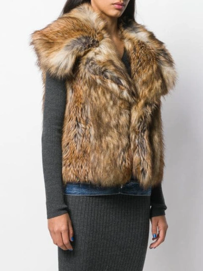 Shop Dsquared2 Faux-fur Vest In Brown