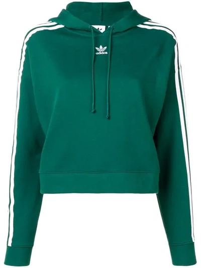 Adidas Women's Striped Cropped Hoodie, Green - | ModeSens