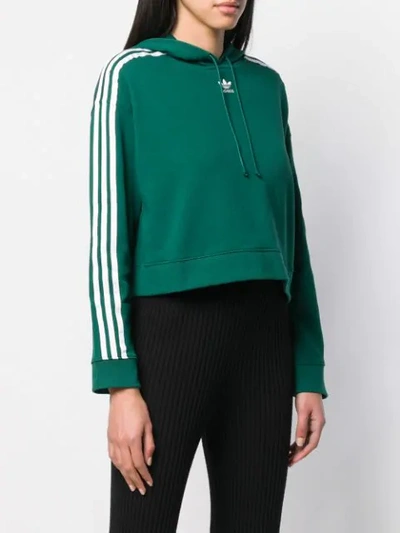 Shop Adidas Originals Cropped Hoodie In Green