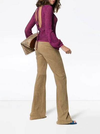 Shop Chloé Tie Back Knitted Top In Purple