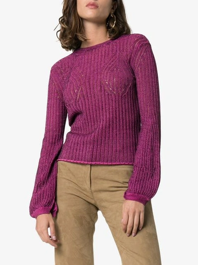 Shop Chloé Tie Back Knitted Top In Purple