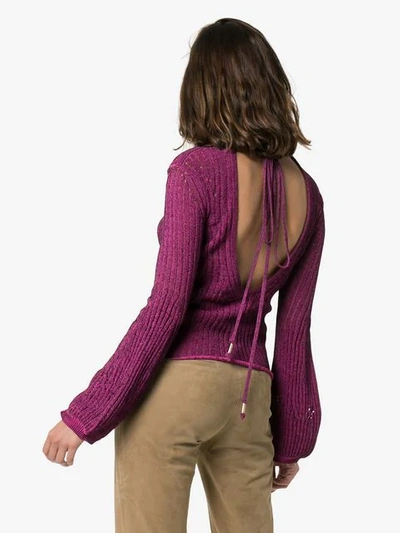 Shop Chloé Tie Back Knitted Top In Purple