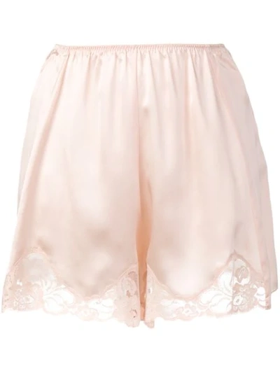 Shop Stella Mccartney Lace Trim Satin Shorts In Pink