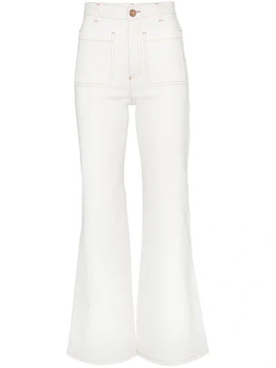Shop See By Chloé Contrast Stitch Flared Jeans In White