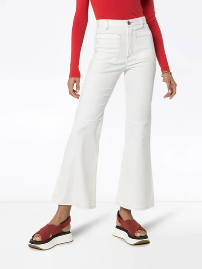 Shop See By Chloé Contrast Stitch Flared Jeans In White