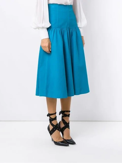 Shop Andrea Bogosian Midi Denim Skirt In Blue