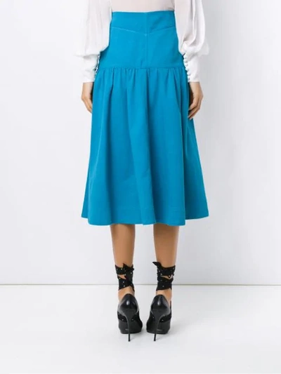 Shop Andrea Bogosian Midi Denim Skirt In Blue