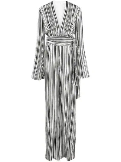 Shop Galvan Striped All In One Jumpsuit In Black/white