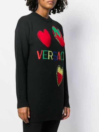 Shop Versace Jacquard Knit Logos Jumper In Black