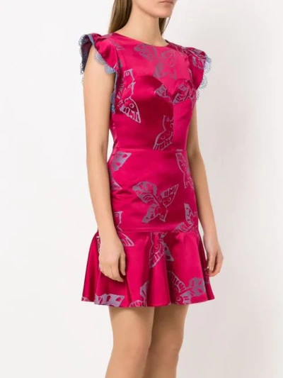 Shop Martha Medeiros Jacquard Short Dress In Pink