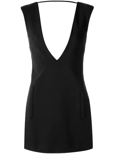 Shop Adriana Degreas Deep V-neck Shift Style Dress In Black