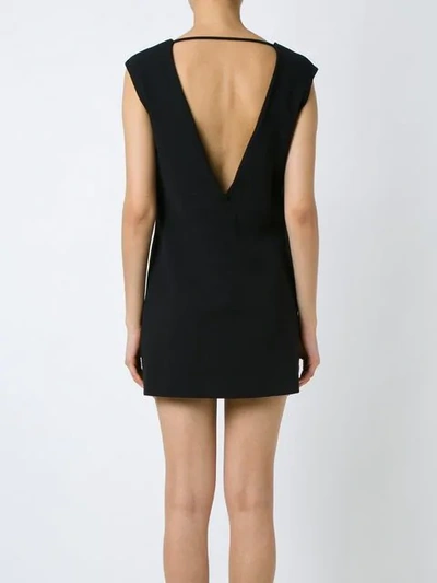 Shop Adriana Degreas Deep V-neck Shift Style Dress In Black