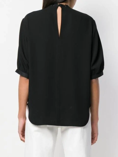Shop Calvin Klein Lace-trimmed Blouse In Black