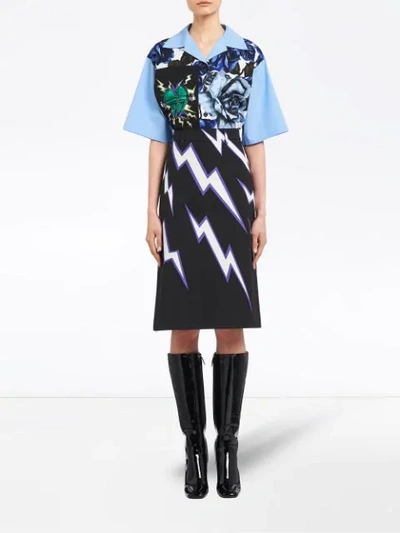 Shop Prada Lightning Print Skirt In Black