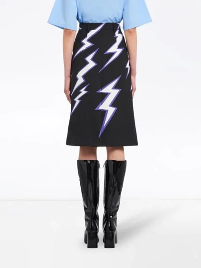 Shop Prada Lightning Print Skirt In Black