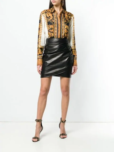 Shop Versace Draped Effect Short Skirt In Black
