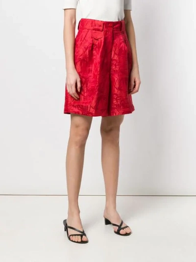 Shop Etro Palm Leaves Printed Shorts In Red