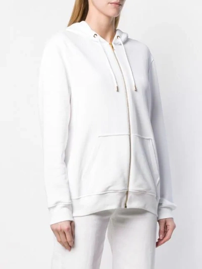 Shop Moschino Logo Zipped Hoodie - White