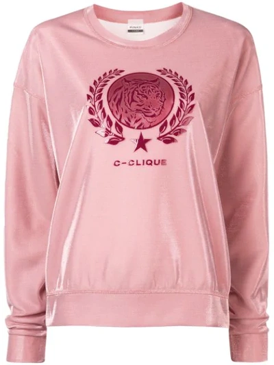 Shop Pinko Logo Sheen Sweatshirt In Pink