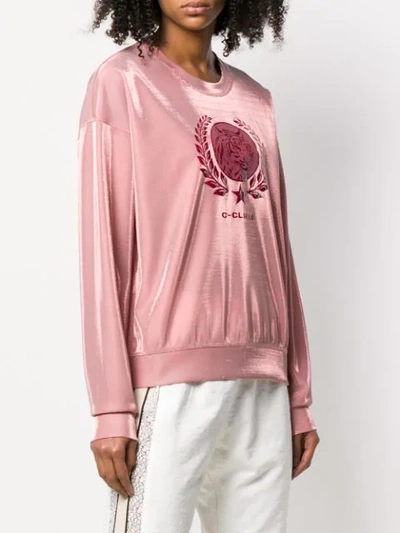 Shop Pinko Logo Sheen Sweatshirt In Pink