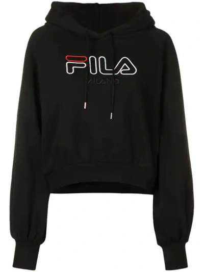 Shop Fila Embroidered Logo Hoodie In Black