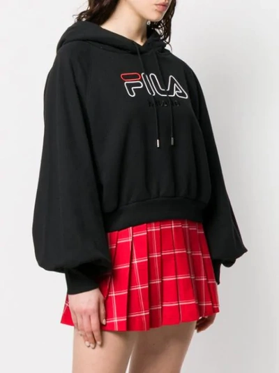 Shop Fila Embroidered Logo Hoodie In Black