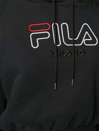 Shop Fila Embroidered Logo Hoodie In Black