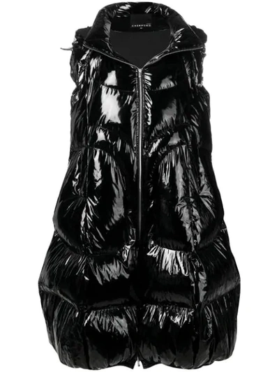 Shop Chen Peng Sleeveless Padded Gilet - Black