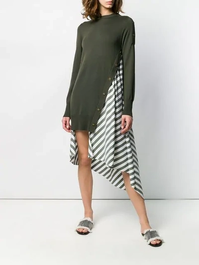 Shop Monse Striped Knit Dress In Green