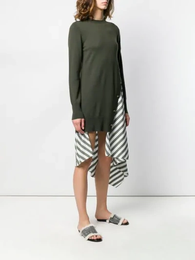 Shop Monse Striped Knit Dress In Green