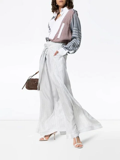 CHLOÉ PINSTRIPE WIDE-LEG TROUSERS - 大地色