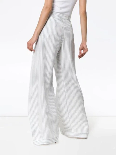 CHLOÉ PINSTRIPE WIDE-LEG TROUSERS - 大地色