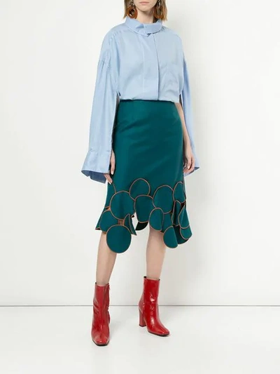 Shop Kolor Patchwork Trim Midi Skirt In Blue