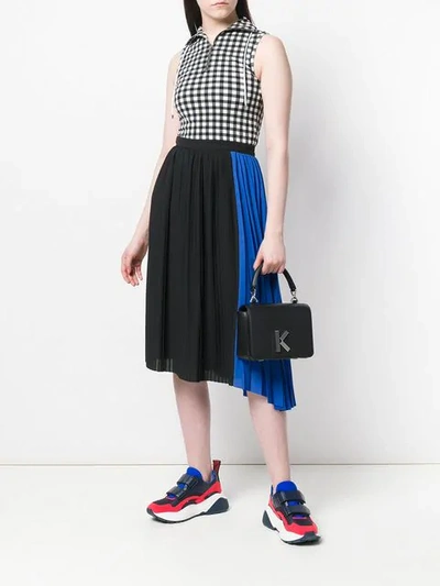 Shop Kenzo Pleated Asymmetric Skirt In Black