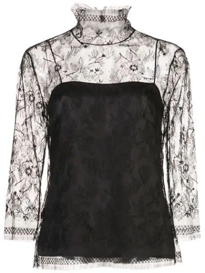 ADAM LIPPES LACE HIGH NECK TOP - 黑色