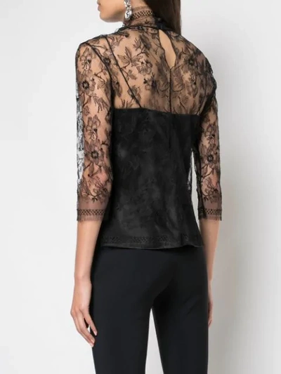 Shop Adam Lippes Lace High Neck Top In Black