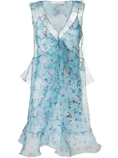 Shop Ermanno Scervino Floral Tulle Dress In Blue