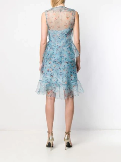 Shop Ermanno Scervino Floral Tulle Dress In Blue