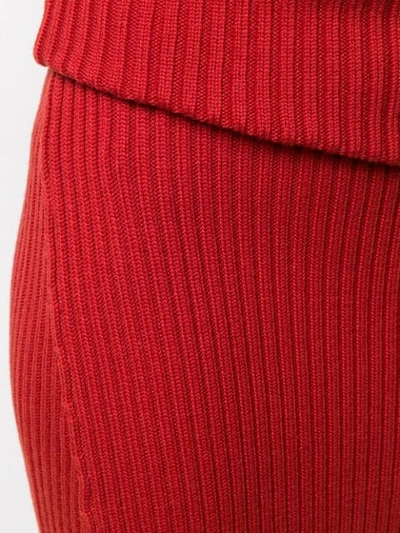 Shop Jacquemus Ribbed Side Slit Maxi Skirt - Red