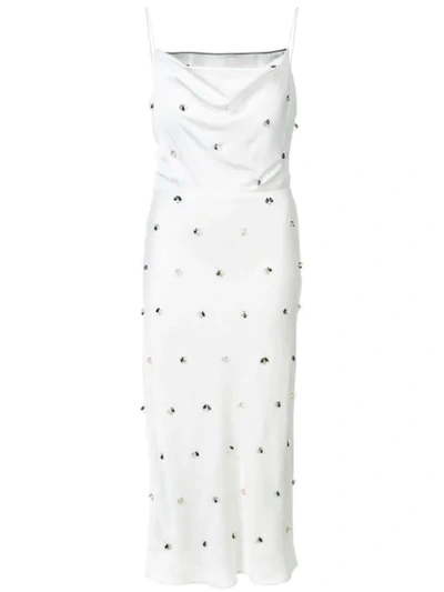 Shop Jason Wu Collection Beaded Cowl Neck Dress - White