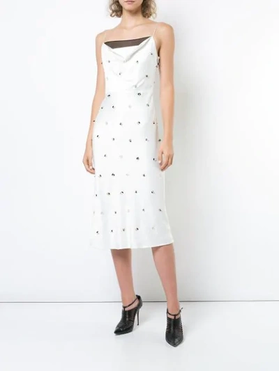 Shop Jason Wu Collection Beaded Cowl Neck Dress - White