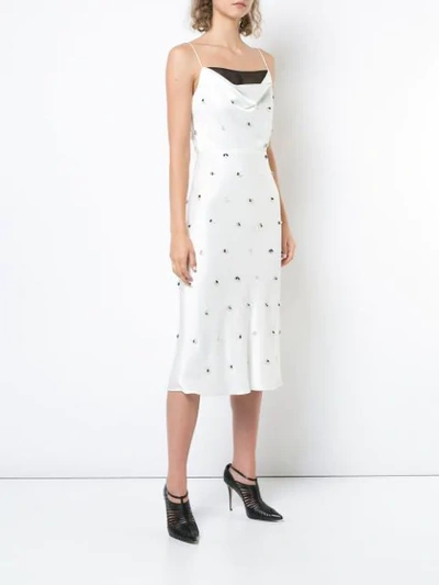 Shop Jason Wu Collection Beaded Cowl Neck Dress - White