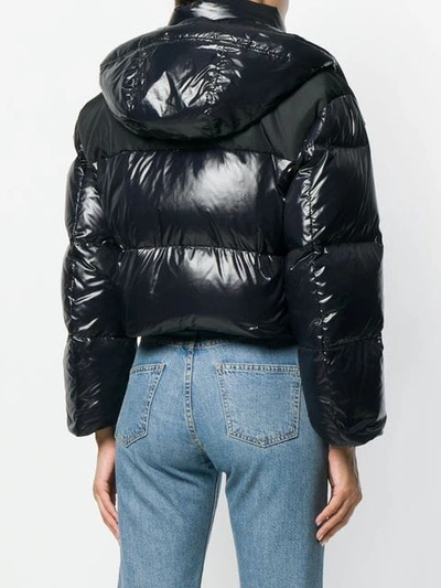 Shop Miu Miu Cropped Puffer Jacket In Black